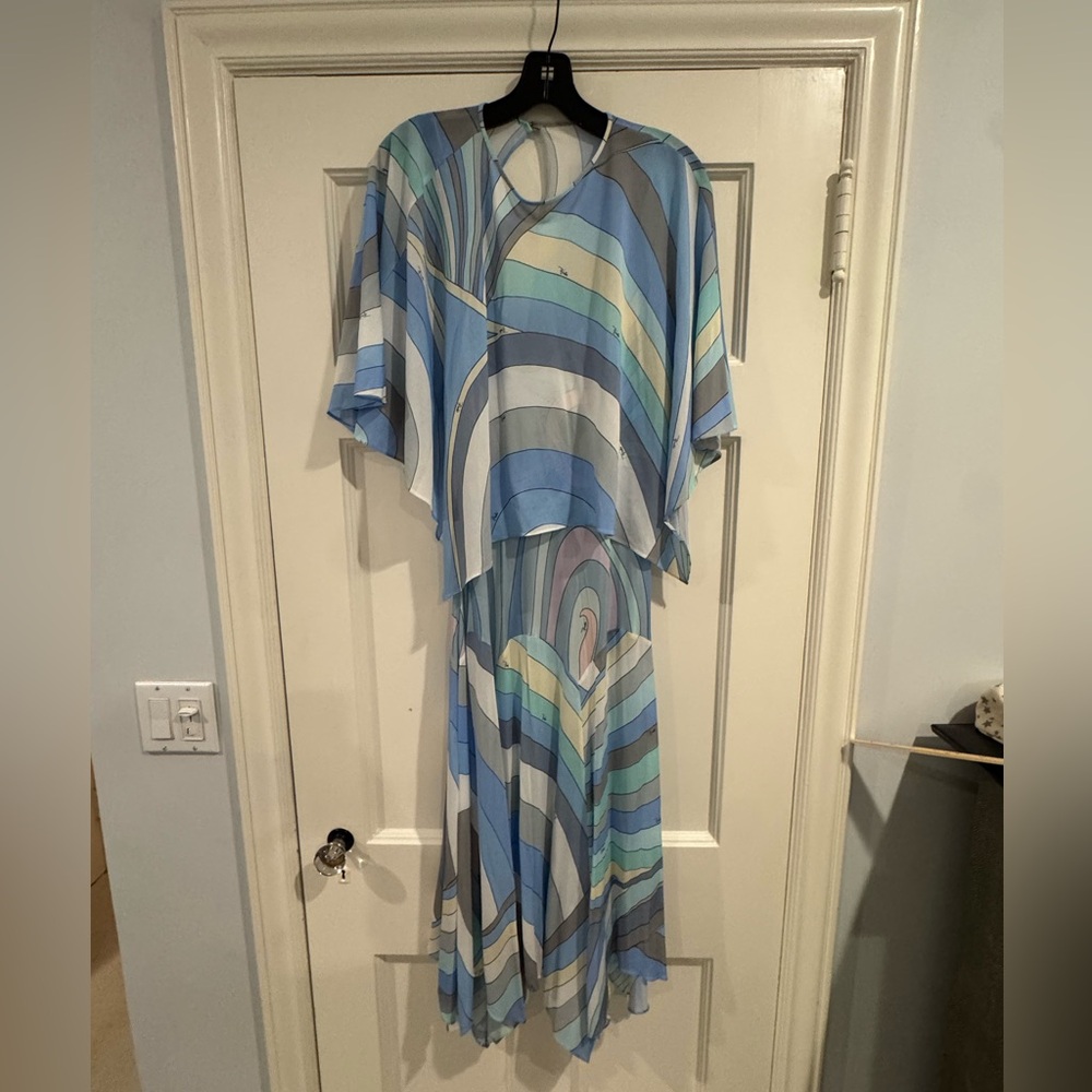 Emilio Pucci Blue and Gray Midi Dress